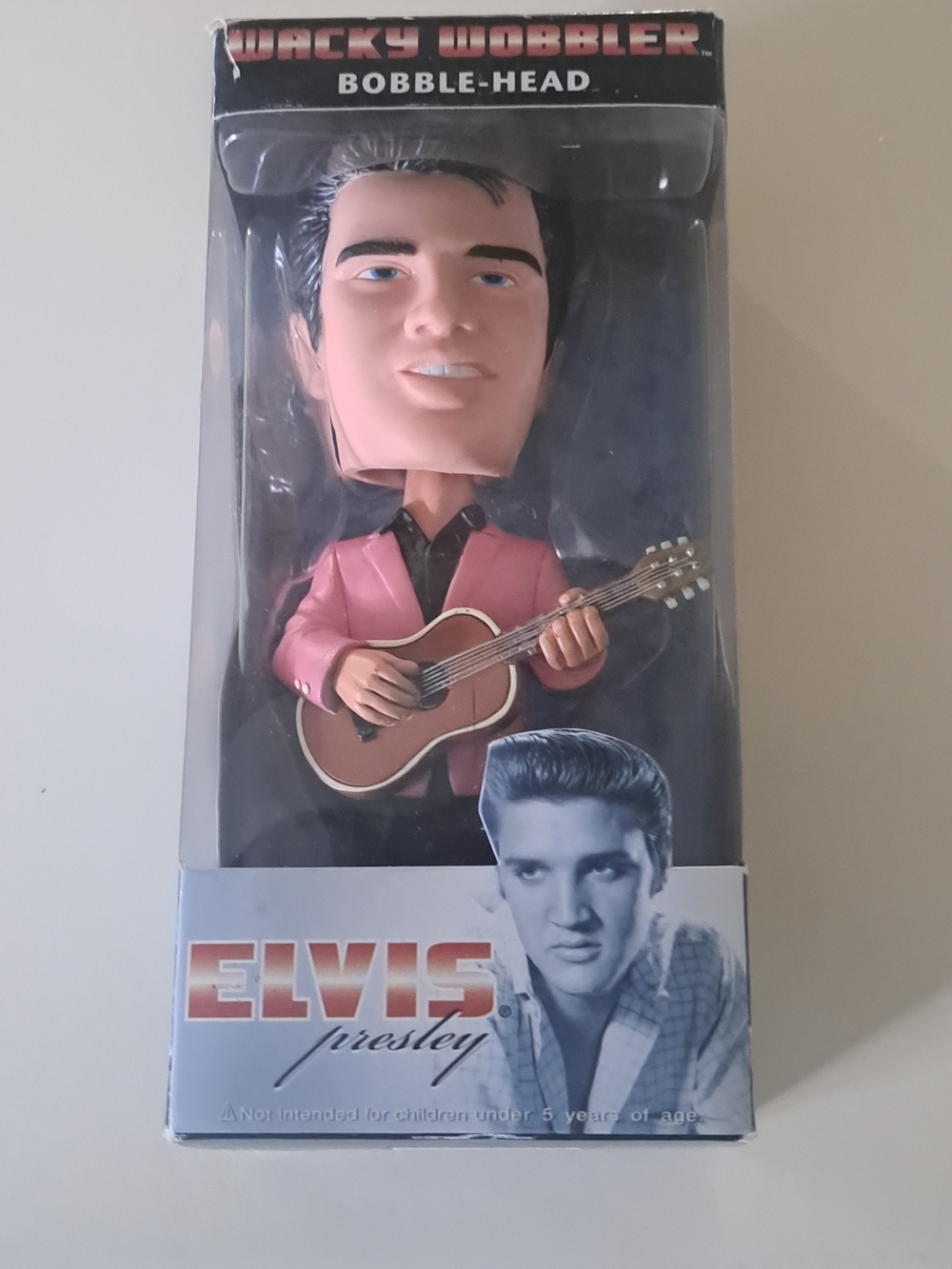 Funko Elvis Presley Bobble-Head in Pink Jacket with Brown Guitar